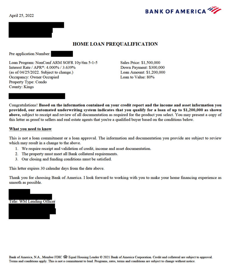 Mortgage Pre-Approval Letter